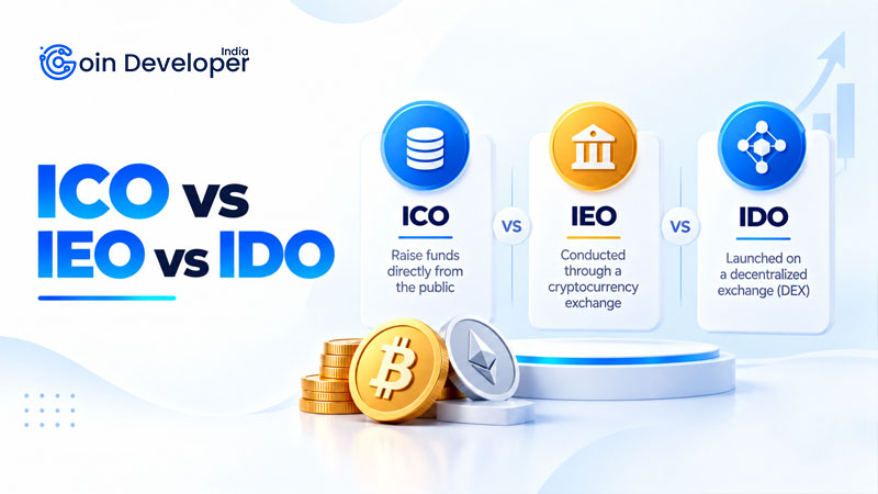 ICO vs IEO vs IDO comparison of token launch models